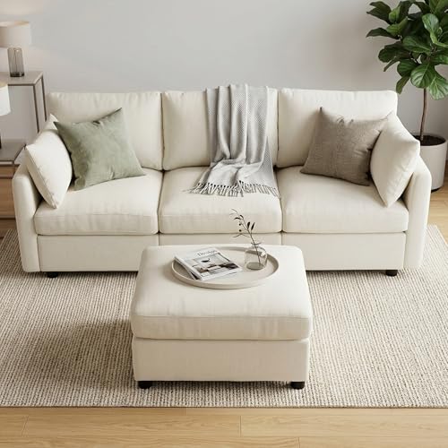 Iroomy Beige Modular Cloud Sectional Sofa with Ottoman – 3 Seat & Ottoman Set