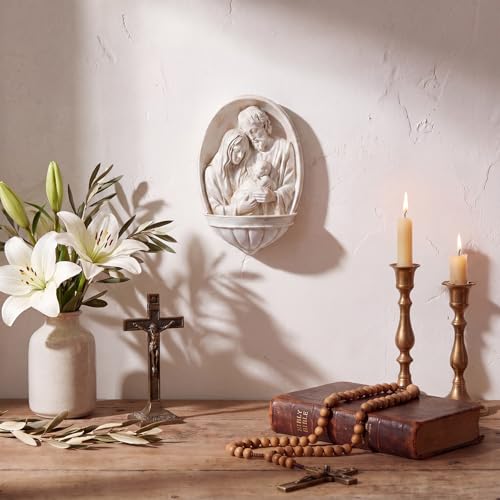 Fumete Holy Water Font Wall Hanging – Catholic Religious Resin Decor, 13x20cm