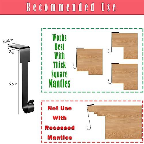 Non-Slip Christmas Stocking Holders for Mantel - Black Metal Hooks (6 Pack)