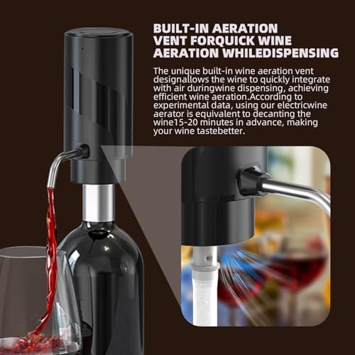 AREYCVK Black-ABS Electric Wine Aerator & Dispenser, USB Rechargeable, Automatic Wine Pourer for Wine Lovers