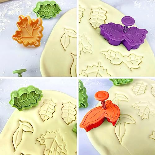 Joinor Leaf Cake Leaves Baking Pie Crust Cutters Set of 4 - Autumn Leaf Shapes, Food Grade Plastic, Perfect for DIY Pastry and Cookies