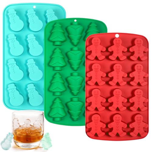 Christmas Silicone Ice Cube Molds - Gingerbread Snowman Christmas Tree Shapes