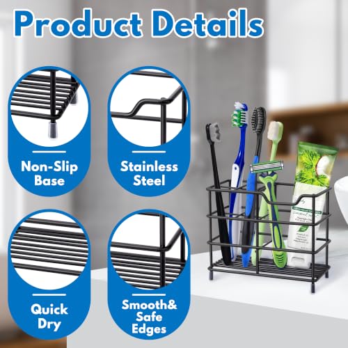 Urbanstrive Stainless Steel Toothbrush Holder Stand - Black Small