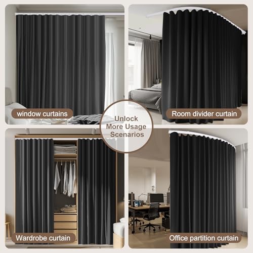 Blackout Room Divider Curtain Set with Flexible Ceiling Track - 100x84 in