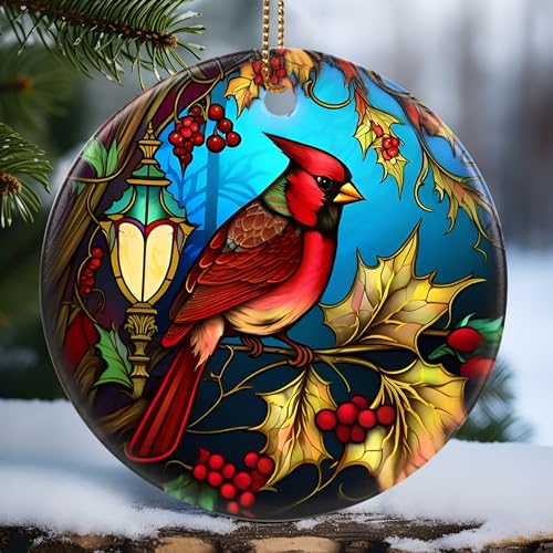 Cardinal Ceramic Christmas Ornament - 2.8-Inch Holiday Keepsake Gift
