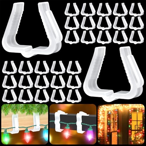 Hydream 100Pcs Christmas Light Clips Hooks for Outdoor Roof Eaves Gutter - White