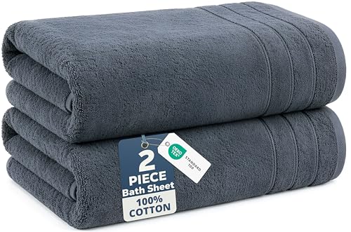 Oversized Cotton Bath Sheet Set - 2 Pack, 36" x 72" Soft Absorbent Towels