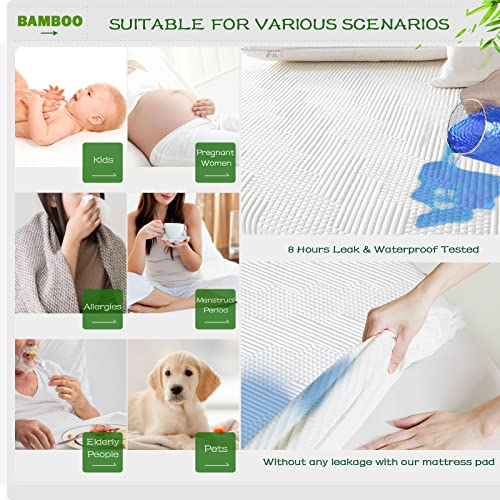 Waterproof California King Mattress Protector - Cooling Rayon Bamboo Cover