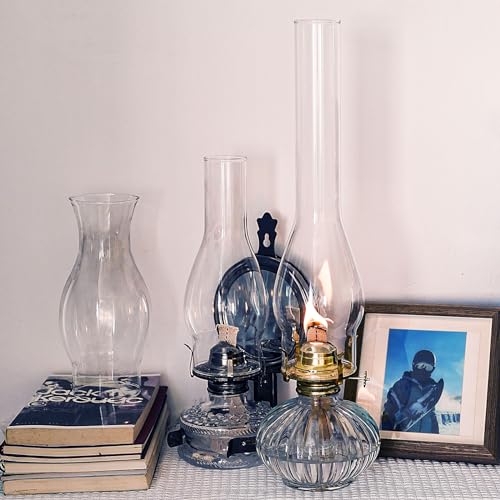 Clear Glass Hurricane Oil Lamp Chimney - 3" Base x 14" Replacement
