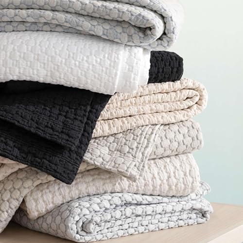 King Blue Solid Cotton Matelassé Coverlet | Soft & Durable