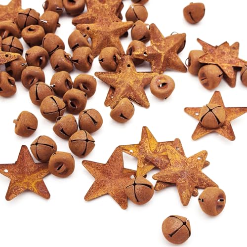 90-Piece Rustic Metal Barn Star and Jingle Bell Set for DIY Crafts