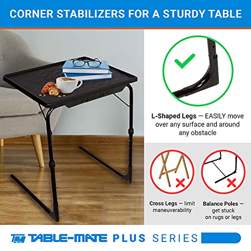 Adjustable Folding TV Tray Table with Cup Holder for Laptop and Dining
