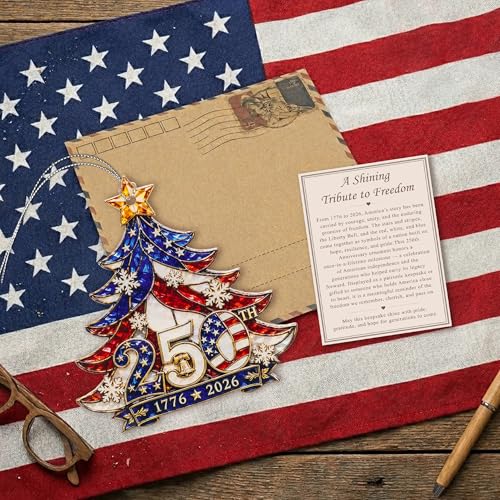 250th Anniversary USA Christmas Ornament - Patriotic American Flag Keepsake