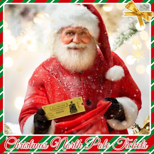 Gisafai 12 Pcs Christmas Express Train Tickets Bulk Gold Invitation, 7.9x3 in