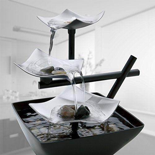 Tabletop Water Fountain - 3-Tier Indoor Relaxation Waterfall with River Rocks
