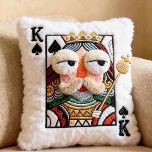 Queen of Spades Playing Card Throw Pillow, 14x16 Inch 3D Embroidered Cushion