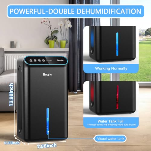 Small Home Dehumidifier 98oz with Drain Hose & 7 Colors for Bedroom