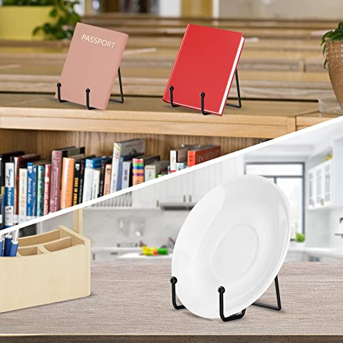 4.5-Inch Black Metal Display Stands for Plates, Photos, and Books (4-Pack)