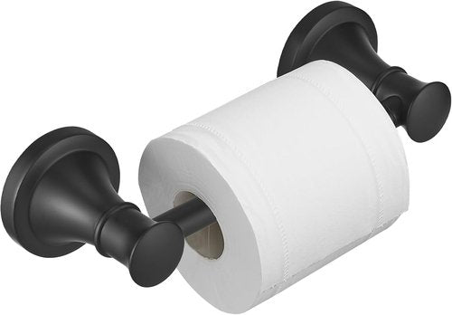 BESy Wall Mounted Toilet Paper Holder - Rustproof Design with Flexible Pivoting Handle | Matte Black Stainless Steel