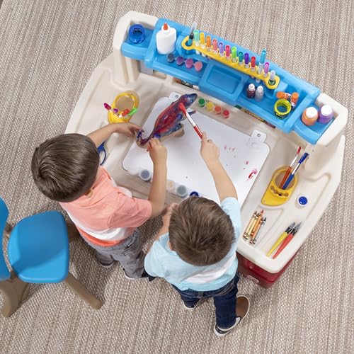 Kids Art Master Desk and Chair Set with Storage and Built-in Lamp