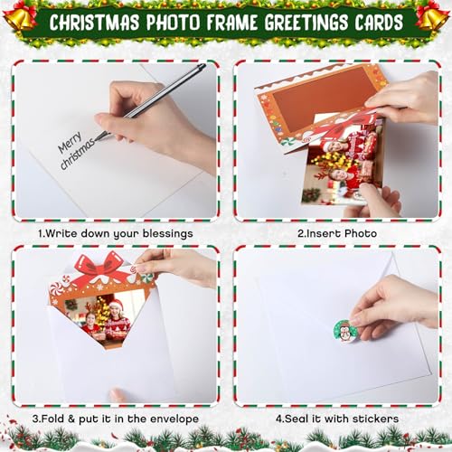 Capoda 100 Sets Christmas Photo Cards with Envelopes & Stickers, 4x6 Inches