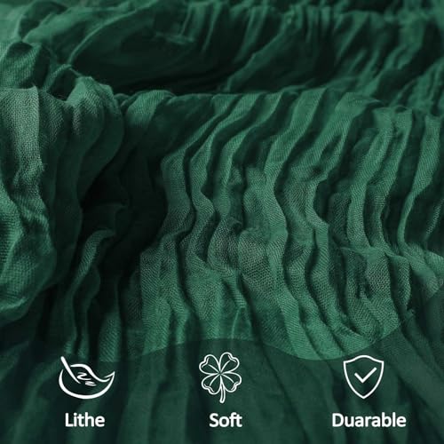 8 Pack 10ft Emerald Green Table Runners - Polyester Cheesecloth for Weddings & Events