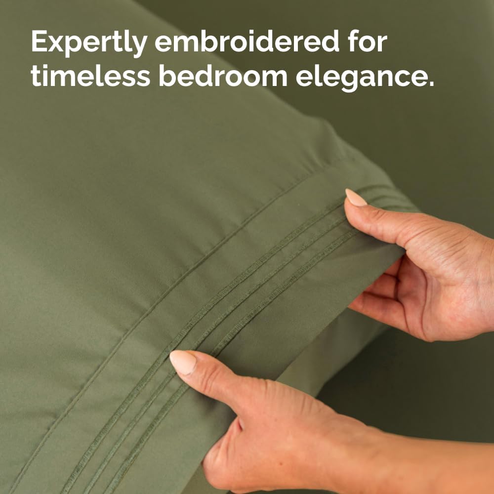 Skiennix Standard Pillow Cases Set of 4 | Ultra Soft Hotel Quality Covers - Machine Washable Sage Green