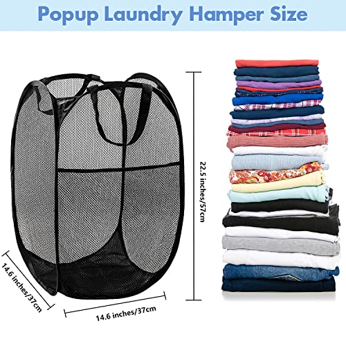 70L Pop Up Laundry Hamper, Collapsible Mesh Basket with Side Pocket