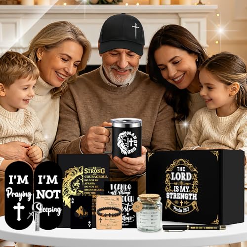 Christian Gifts for Men - Faith, Bible Verse Mug & Religious Accessories Set