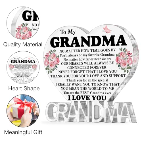 Granddaughter & Grandson Gift - Grandmother Ever Heart Acrylic Sign Plaque