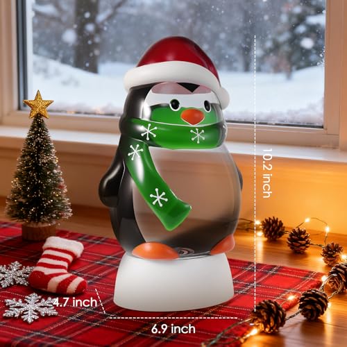 Lighted Musical Christmas Penguin Snow Globe Lantern with 6-Hour Timer