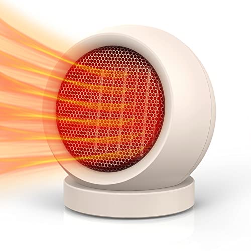 Portable PTC Ceramic Space Heater for Desktop, Bedroom and Office, Light Brown