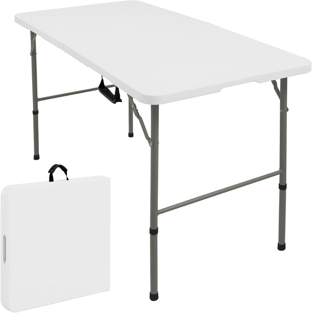 Skiennix Folding Table - Lightweight Portable Rectangular Design with Carrying Handle | 4 FT, White for Indoor/Outdoor Use