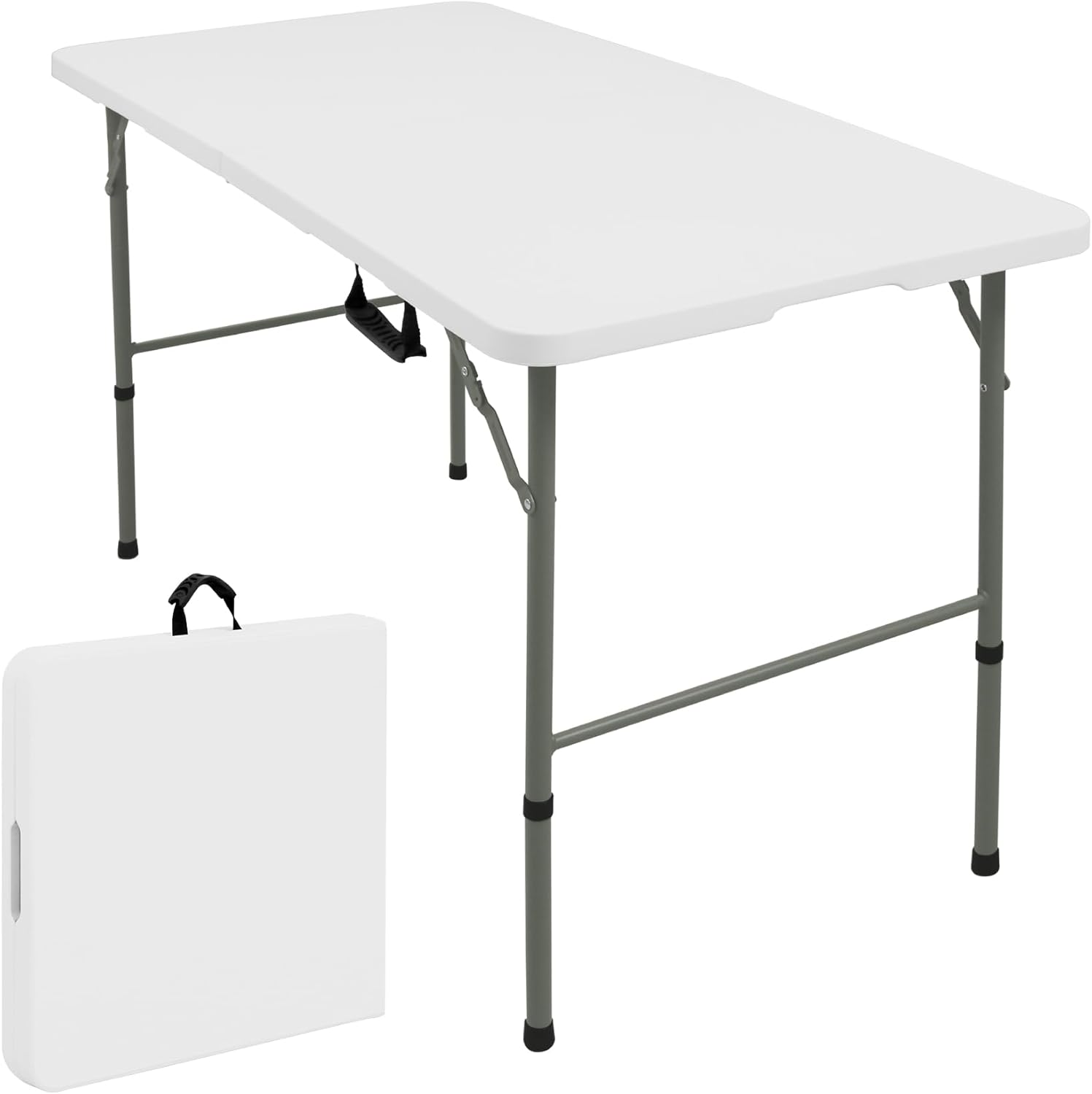 Skiennix Folding Table - Lightweight Portable Rectangular Design with Carrying Handle | 4 FT, White for Indoor/Outdoor Use