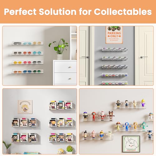 upsimples 4 Pcs 15" Acrylic Shelves for Wall Storage and Organizer,