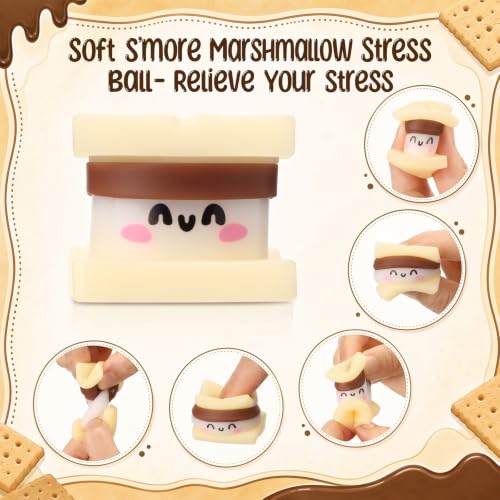 20 Pcs S'mores Marshmallow Stress Balls, Soft Fidget Squeeze Toys