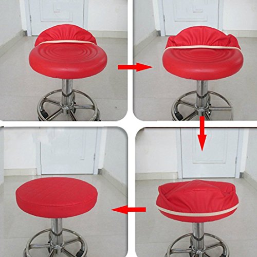 2PC Waterproof PU Bar Stool Covers - Anti-Slip Round Seat 17.5 Inch