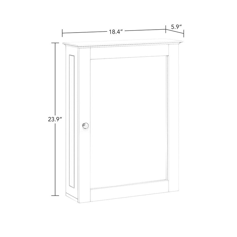 RiverRidge Ashland Wall-Mounted Medicine Cabinet Mirror with Adjustable Shelves - White Bathroom Mirror with Storage
