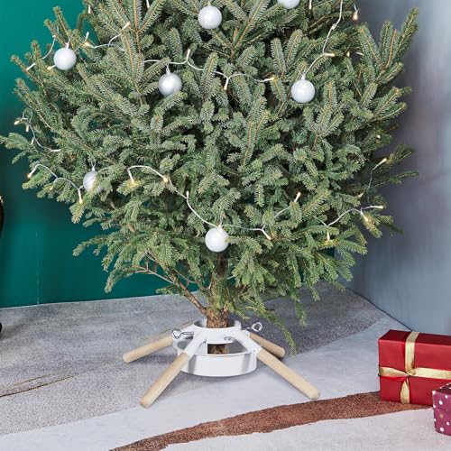Blissun White Christmas Tree Stand for Real Trees, Fits Up to 8 ft
