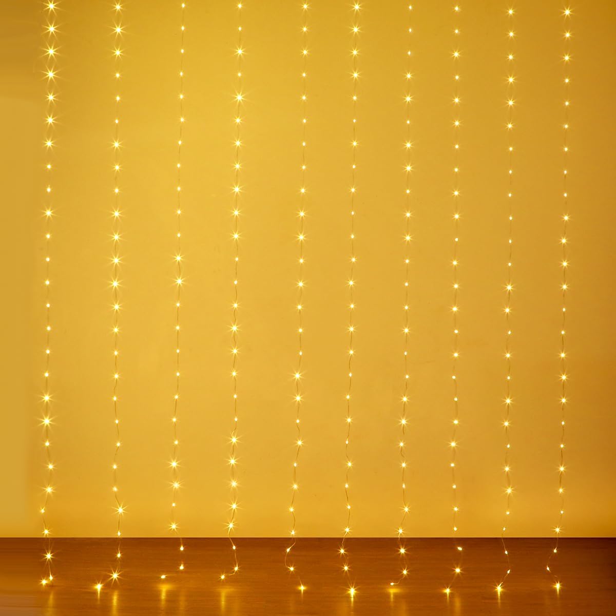 Skiennix Curtain Lights - 300 LED Twinkle Fairy String Lights with Remote & Timer, 10ft x 10ft, IP65 Waterproof for Indoor/Outdoor Decor - Warm White