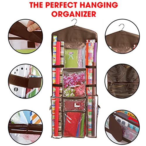 Hanging Gift Wrapping Paper Storage Organizer Bag for 40-Inch Rolls