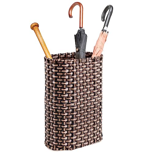 Wicker Umbrella Holder Stand, Tall Narrow Basketweave Entryway Rack