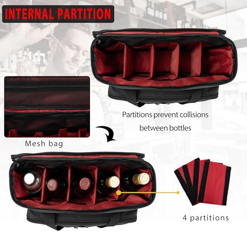OUUTMEE Bartender Travel Bag for Cocktail Shaker Set - Black, Large Capacity