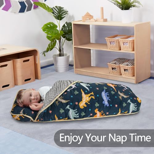 PRIMLECT Toddler Nap Mat with Pillow and Blanket, Extra Large 55x35 Washable Sleeping Bag for Daycare and Preschool