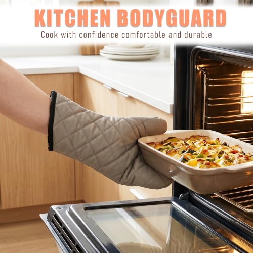 13-Inch Quilted Heat Resistant Oven Mitts - Flame Retardant Set of 2