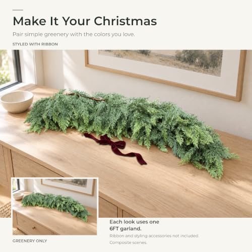 5ft Artificial Cedar Garland Christmas Decor, Real Touch Holiday Wreath