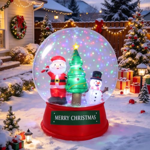 Fulong 6ft Snow Globe Inflatable with LED Lights & Swirling Snow (Snow Globe, 6ft) - Festive Outdoor Yard Decor