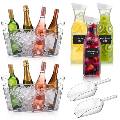 Mimosa Bar Supplies Set for Weddings & Parties - Drink Station Kit with Ice Buckets, Carafes, Labels
