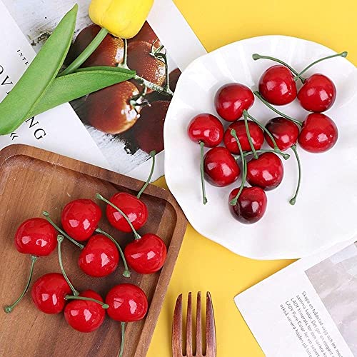 20pcs Lifelike Artificial Cherries for Home Decoration & Crafts