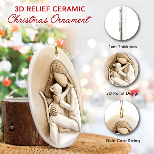 Veryhomy 2026 Cat Christmas Ornament - Cat Lover Gift, Ceramic Cat with Ribbon